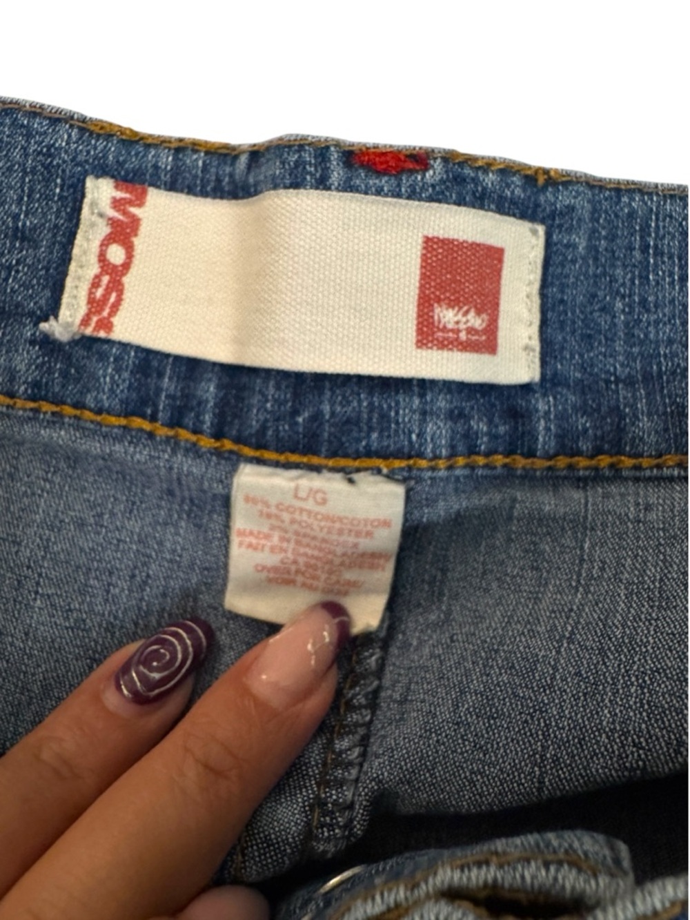 Y2K Mossimo Supply Co. Blue Denim Pleated-Hem Mini Skirt - Picture 2 of 6